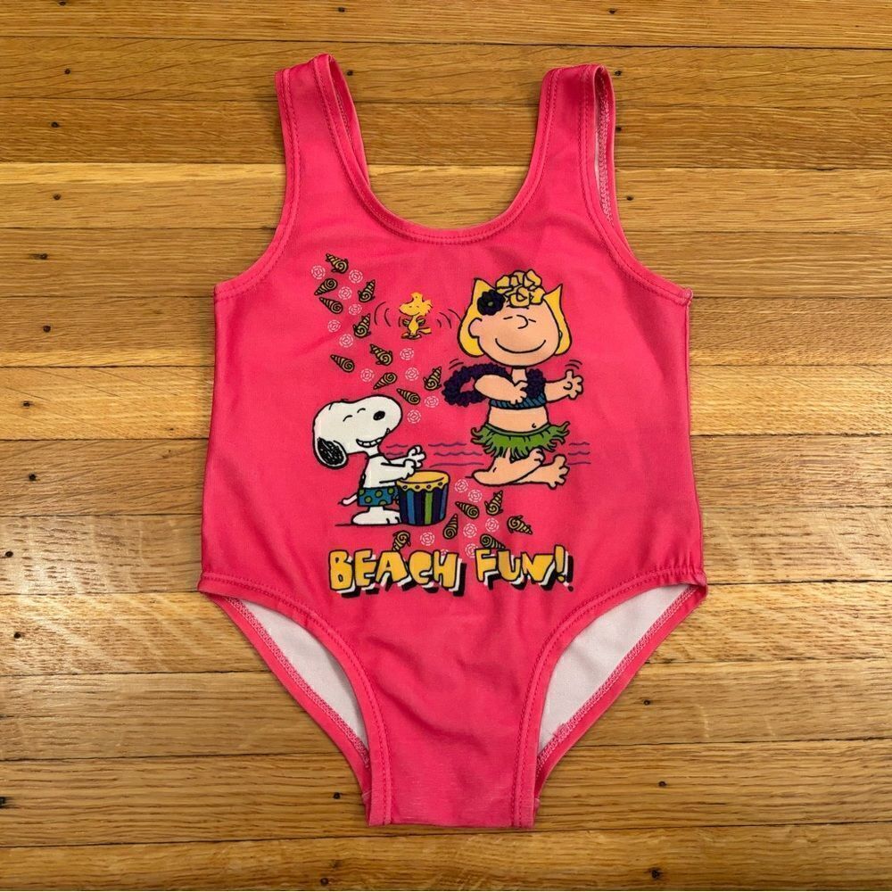 Peanuts Snoopy Sally vintage pink one piece bathing suit